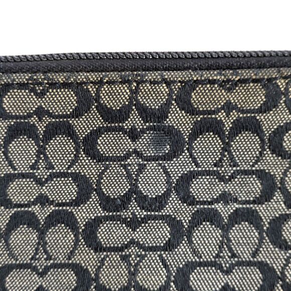 Coach Mini C Signature Black and Gray Jacquard Canvas Black Leather Wristlet - Picture 8 of 9
